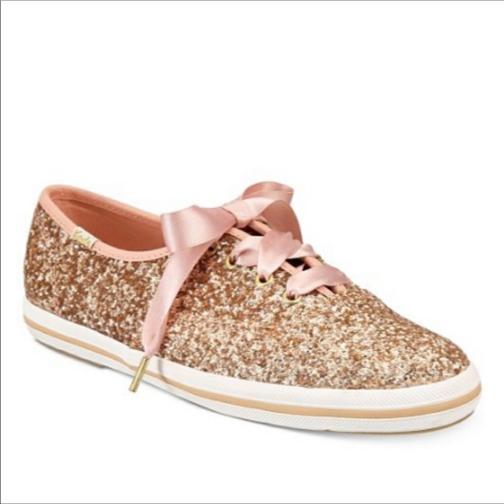 Kate Spade Glitter Sneakers with Pink Ribbon